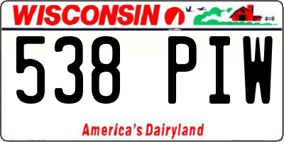 WI license plate 538PIW