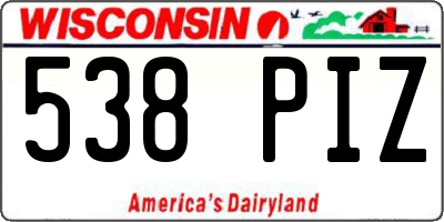 WI license plate 538PIZ