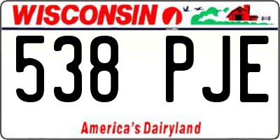 WI license plate 538PJE