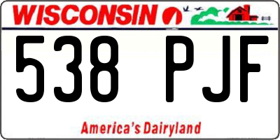 WI license plate 538PJF