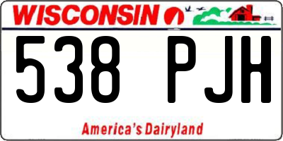 WI license plate 538PJH