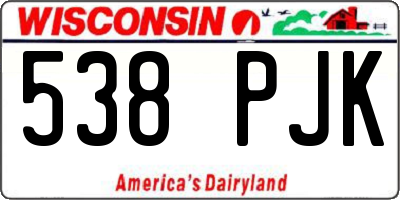 WI license plate 538PJK