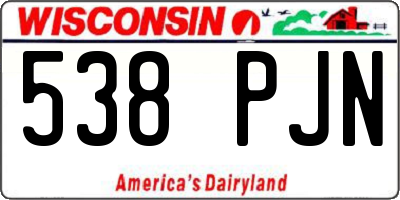WI license plate 538PJN
