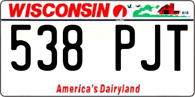 WI license plate 538PJT