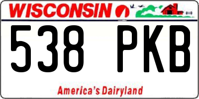 WI license plate 538PKB
