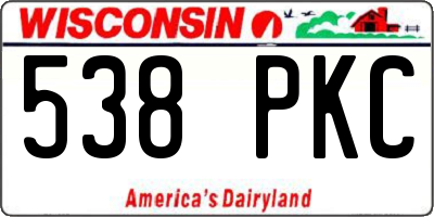 WI license plate 538PKC
