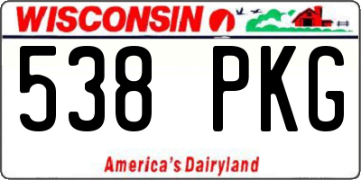 WI license plate 538PKG