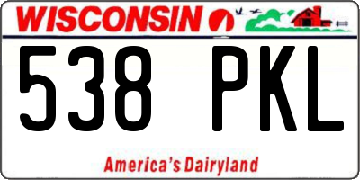 WI license plate 538PKL