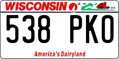 WI license plate 538PKO