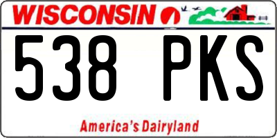 WI license plate 538PKS
