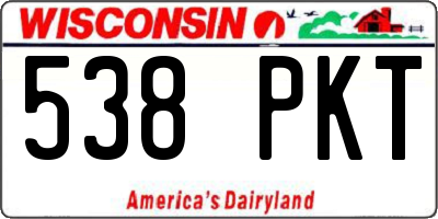 WI license plate 538PKT