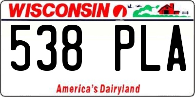 WI license plate 538PLA