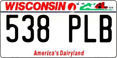 WI license plate 538PLB