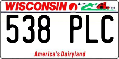 WI license plate 538PLC