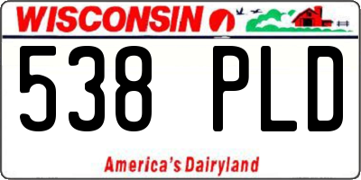 WI license plate 538PLD