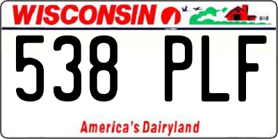 WI license plate 538PLF