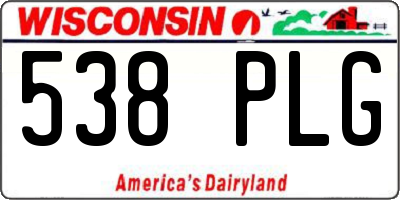 WI license plate 538PLG