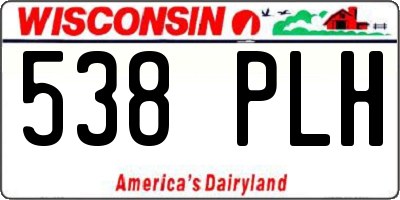 WI license plate 538PLH