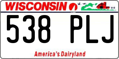 WI license plate 538PLJ