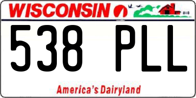 WI license plate 538PLL