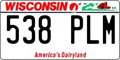 WI license plate 538PLM