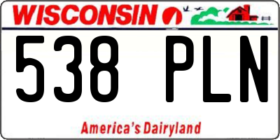 WI license plate 538PLN