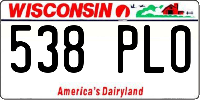WI license plate 538PLO