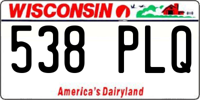 WI license plate 538PLQ