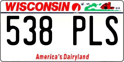 WI license plate 538PLS