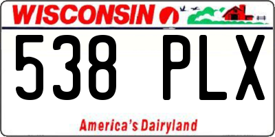 WI license plate 538PLX