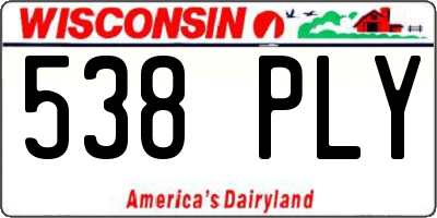 WI license plate 538PLY
