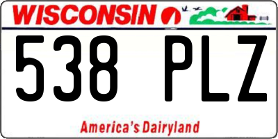 WI license plate 538PLZ