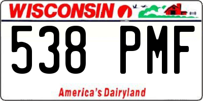 WI license plate 538PMF