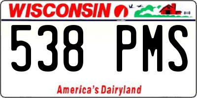 WI license plate 538PMS