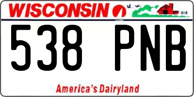 WI license plate 538PNB