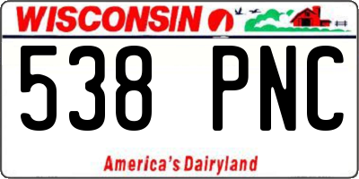 WI license plate 538PNC