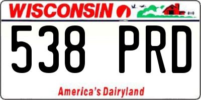 WI license plate 538PRD
