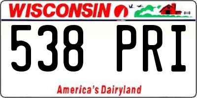 WI license plate 538PRI