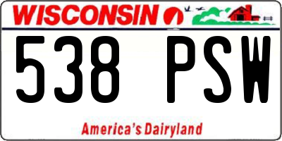WI license plate 538PSW