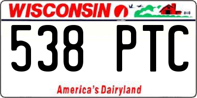 WI license plate 538PTC