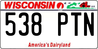 WI license plate 538PTN