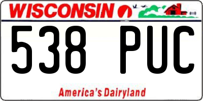 WI license plate 538PUC