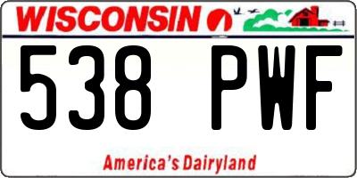 WI license plate 538PWF