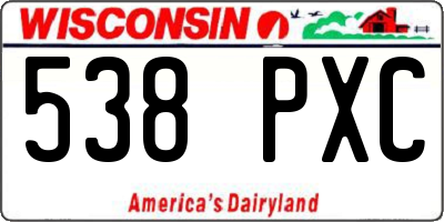 WI license plate 538PXC