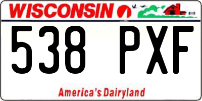 WI license plate 538PXF