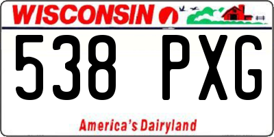 WI license plate 538PXG