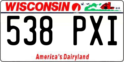 WI license plate 538PXI
