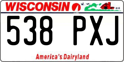 WI license plate 538PXJ