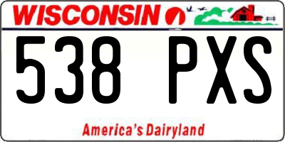 WI license plate 538PXS