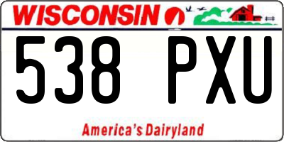 WI license plate 538PXU